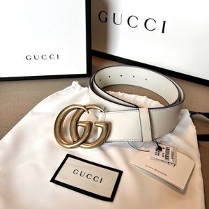Gucci, White leather belt with double G buckle. Brand new, size 80